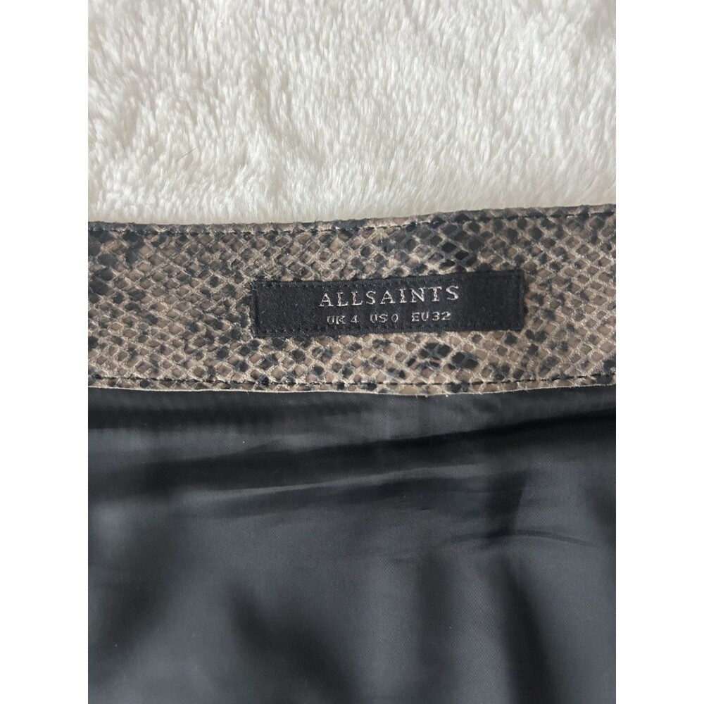 ALL  SAINTS Lena mini skirt in soft 100% goat Animal Snake Skin leather sz 0 - Picture 6 of 6
